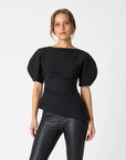 COSTER COPENHAGEN TOP ASYMETRIC WITH VOLUME SLEEVES BLACK