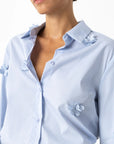 COSTER COPENHAGEN BLOUSE SHIRT WITH FLOWERS BRIGHT BLUE
