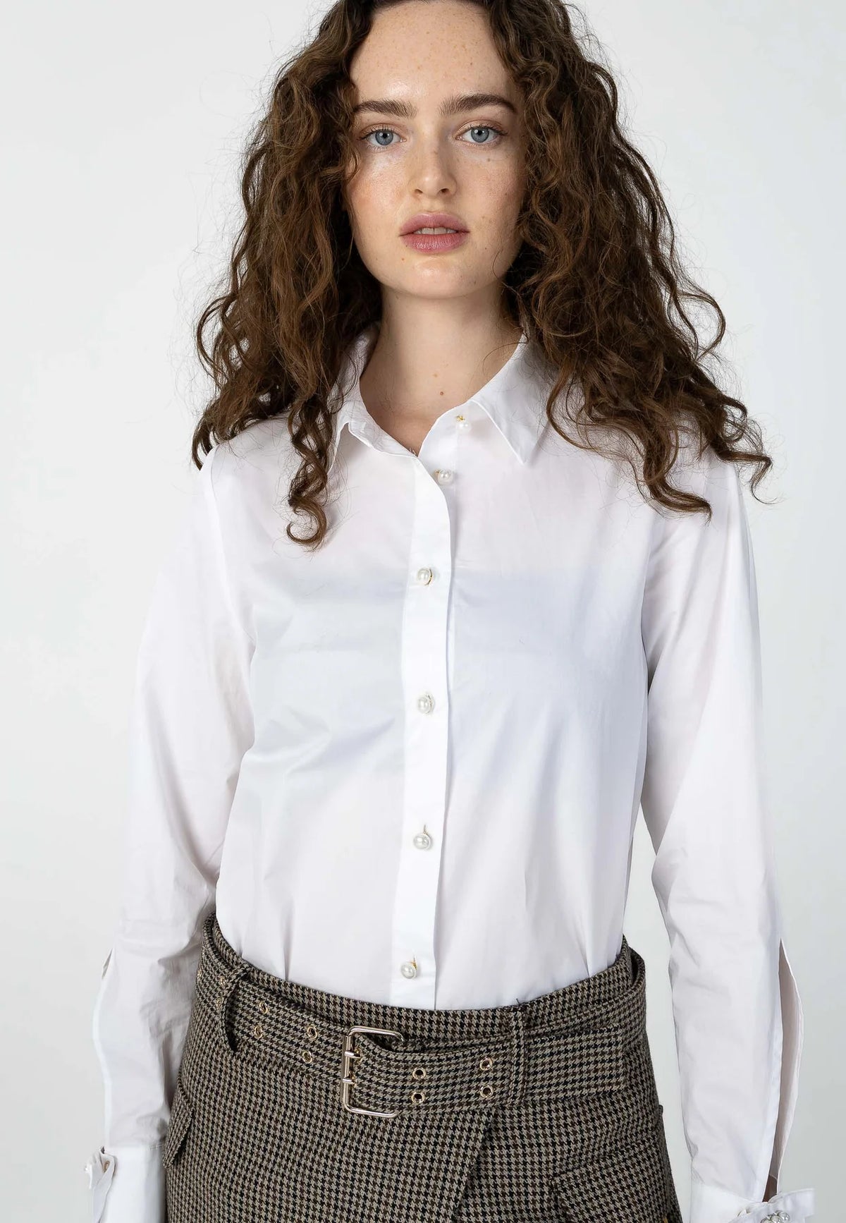 COSTER COPENHAGEN BLOUSE WITH SLEEVE DETAIL WHITE