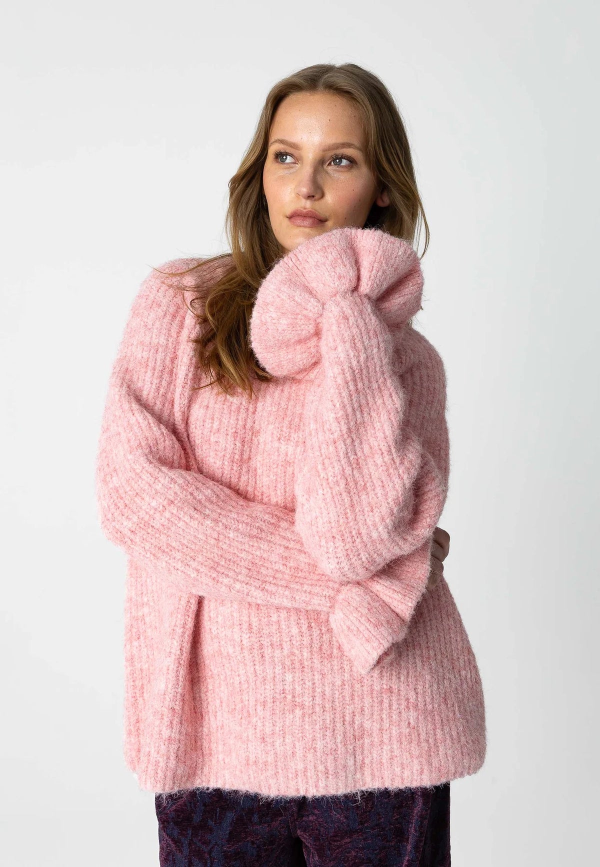 COSTER COPENHAGEN PULLOVER KNIT WITH VOLUME CUFF ROSE