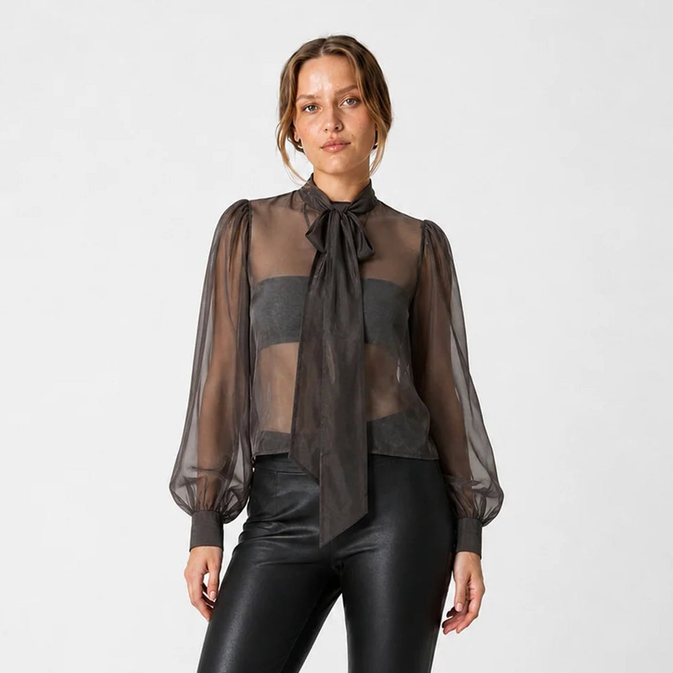 COSTER COPENHAGEN BLOUSE WITH TIE GREY