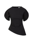 COSTER COPENHAGEN TOP ASYMETRIC WITH VOLUME SLEEVES BLACK