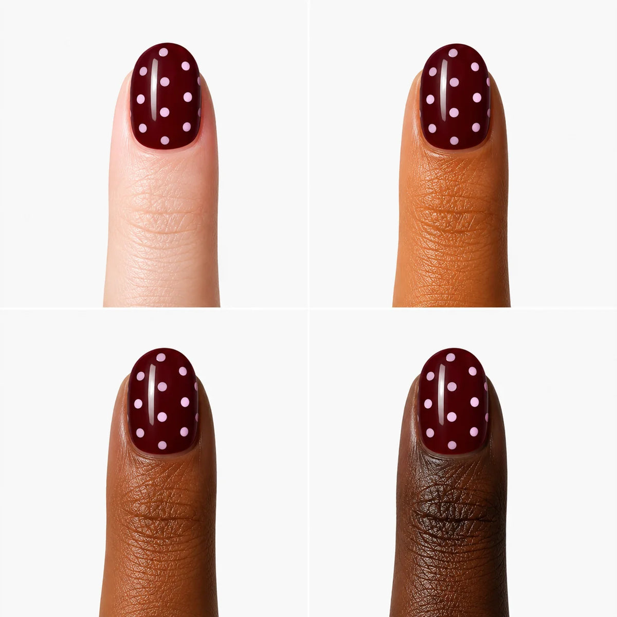 FREAKY NAILS GELNAGELS PRESS-ON BURGUNDY PINK DOTS ♥