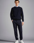 PAUL & SHARK PULLOVER WOOL CREWNECK ICONIC BADGE DARK BLUE