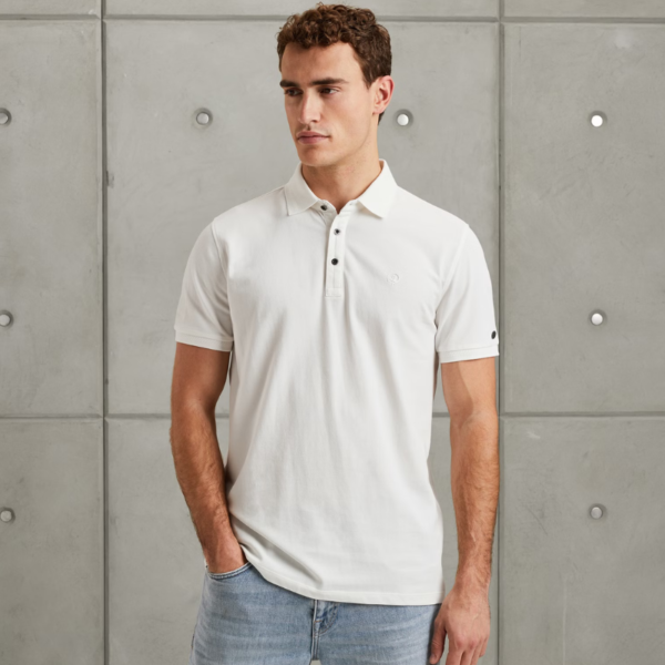 CAST IRON POLO FINE PIQUE STRETCH ESSENTIAL SNOW WHITE