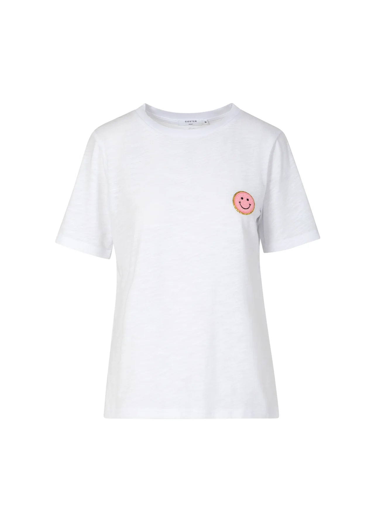 COSTER COPENHAGEN T-SHIRT CC SMILE PINK MID SLEEVE WHITE
