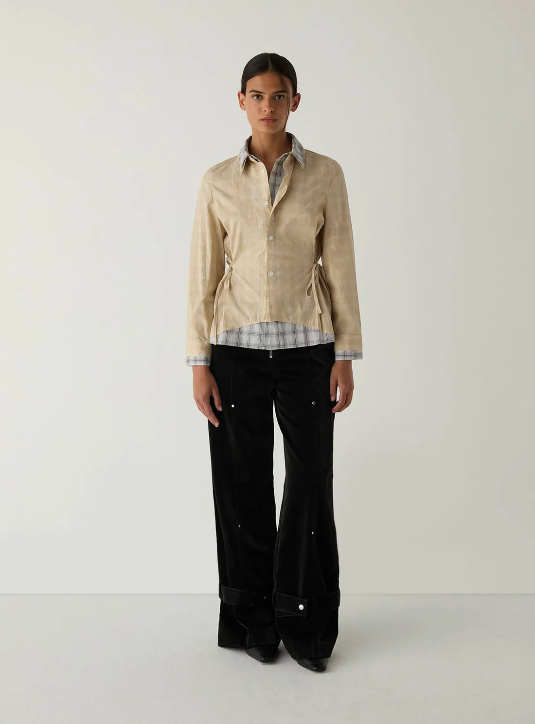 LAAGAM BLOUSE CHAPELL LAYERED SHIRT SQUARED BEIGE