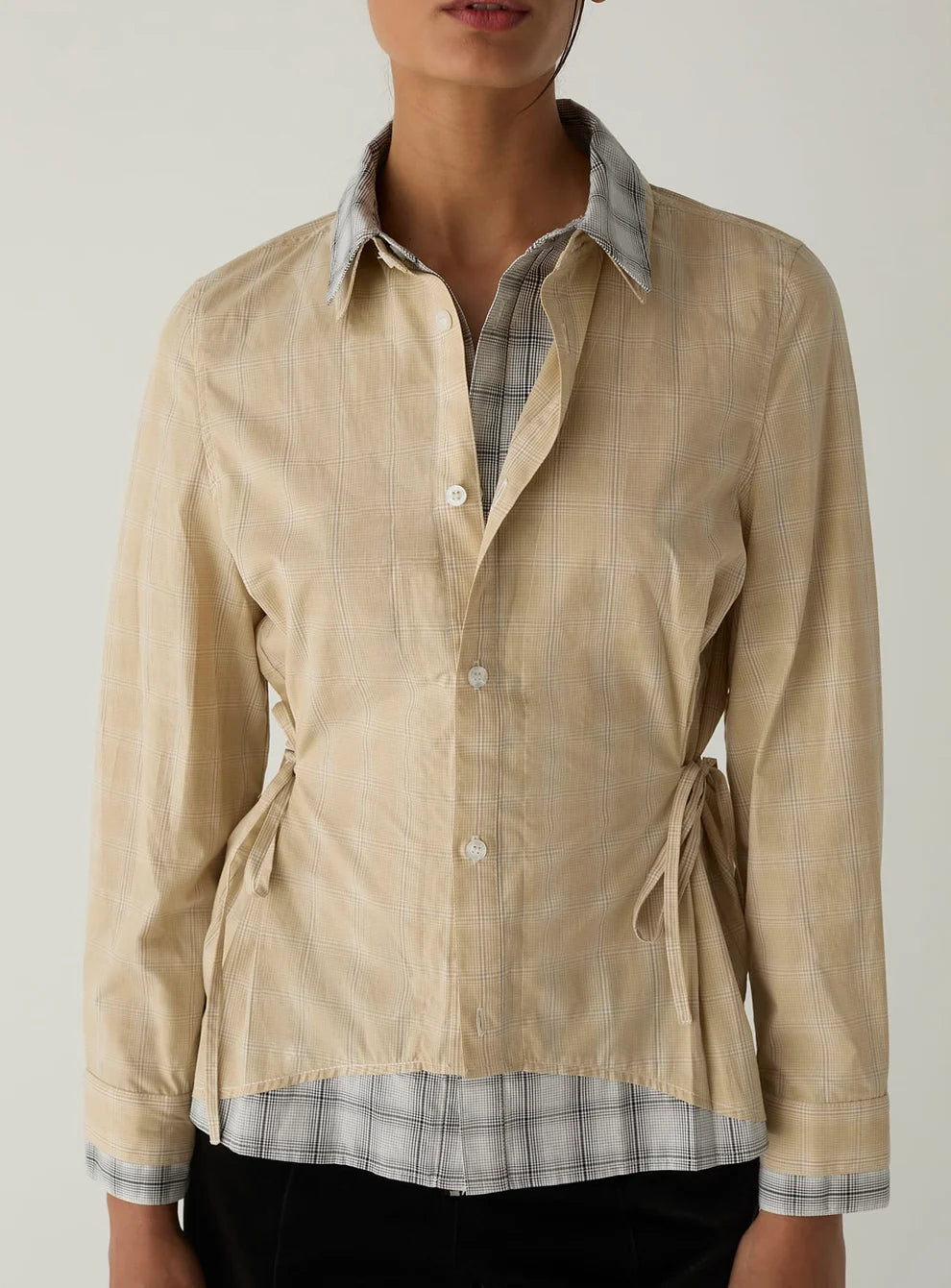 LAAGAM BLOUSE CHAPELL LAYERED SHIRT SQUARED BEIGE
