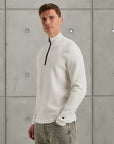 CAST IRON PULLOVER HALF ZIP ECOVERO ALLOVER STRUCTUUR VAPOROUS GRAY