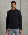 CAST IRON SWEATER ZIP POLO WOOL BLEND DARK SAPPHIRE