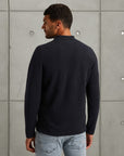 CAST IRON SWEATER ZIP POLO WOOL BLEND DARK SAPPHIRE