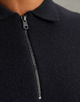 CAST IRON SWEATER ZIP POLO WOOL BLEND DARK SAPPHIRE