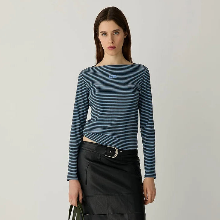 LAAGAM TOP EMORY LONGSLEEVE STRIPED BLUE