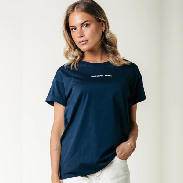 COLOURFUL REBEL T-SHIRT UNI LOGO BOXY TEE NAVY