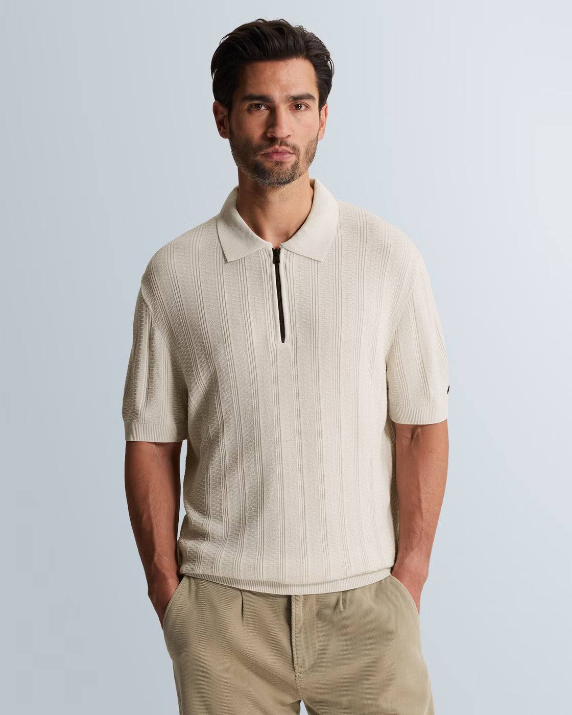 CAST IRON POLO ALLOVER STRUCTURE REGULAR FIT BEIGE