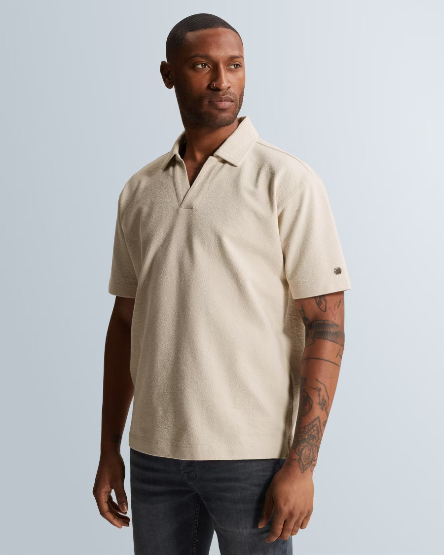 CAST IRON POLO RELAXED FIT STRUCTURE SILVER BIRCH