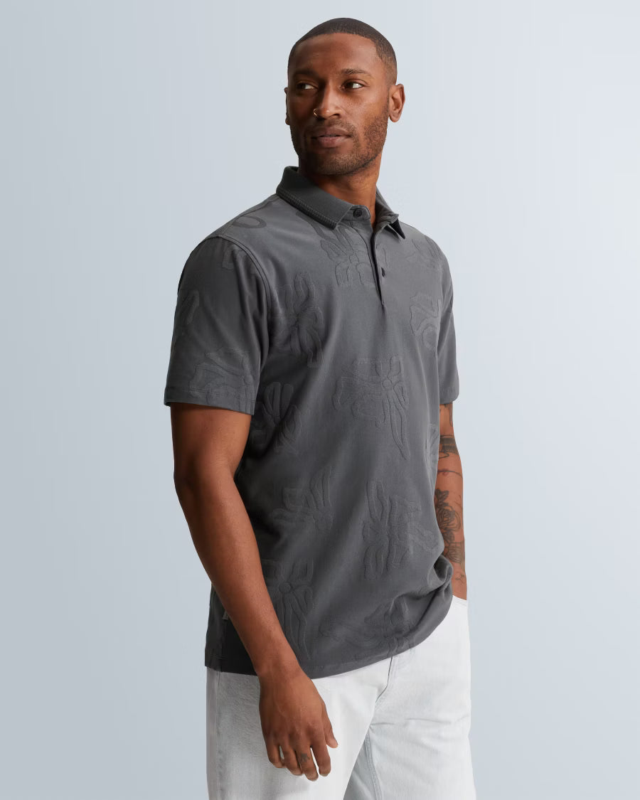 CAST IRON POLO REGULAR FIT JACQUARD JERSEY TURBULENCE