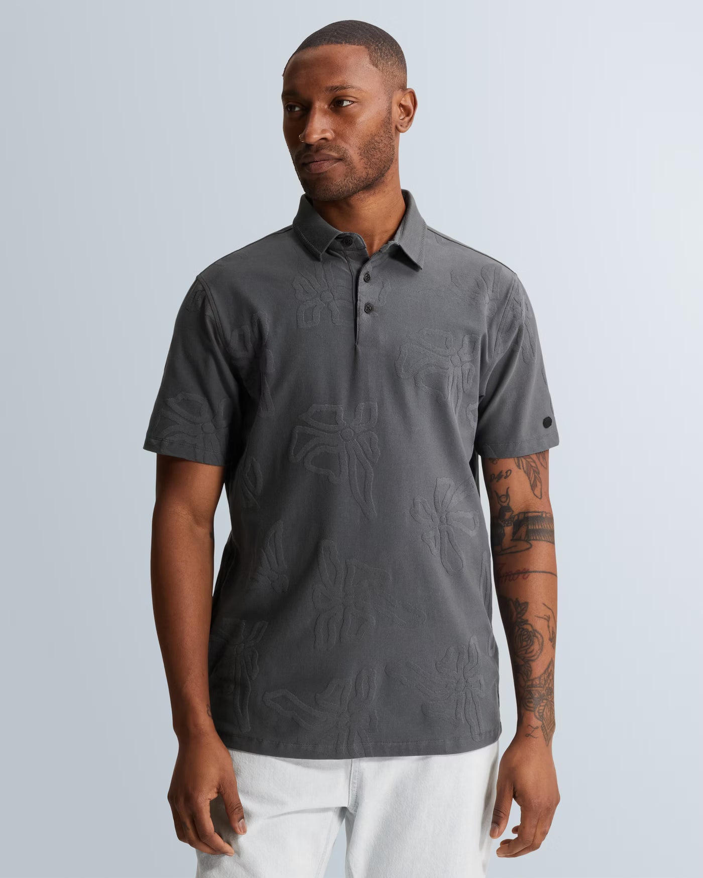 CAST IRON POLO REGULAR FIT JACQUARD JERSEY TURBULENCE