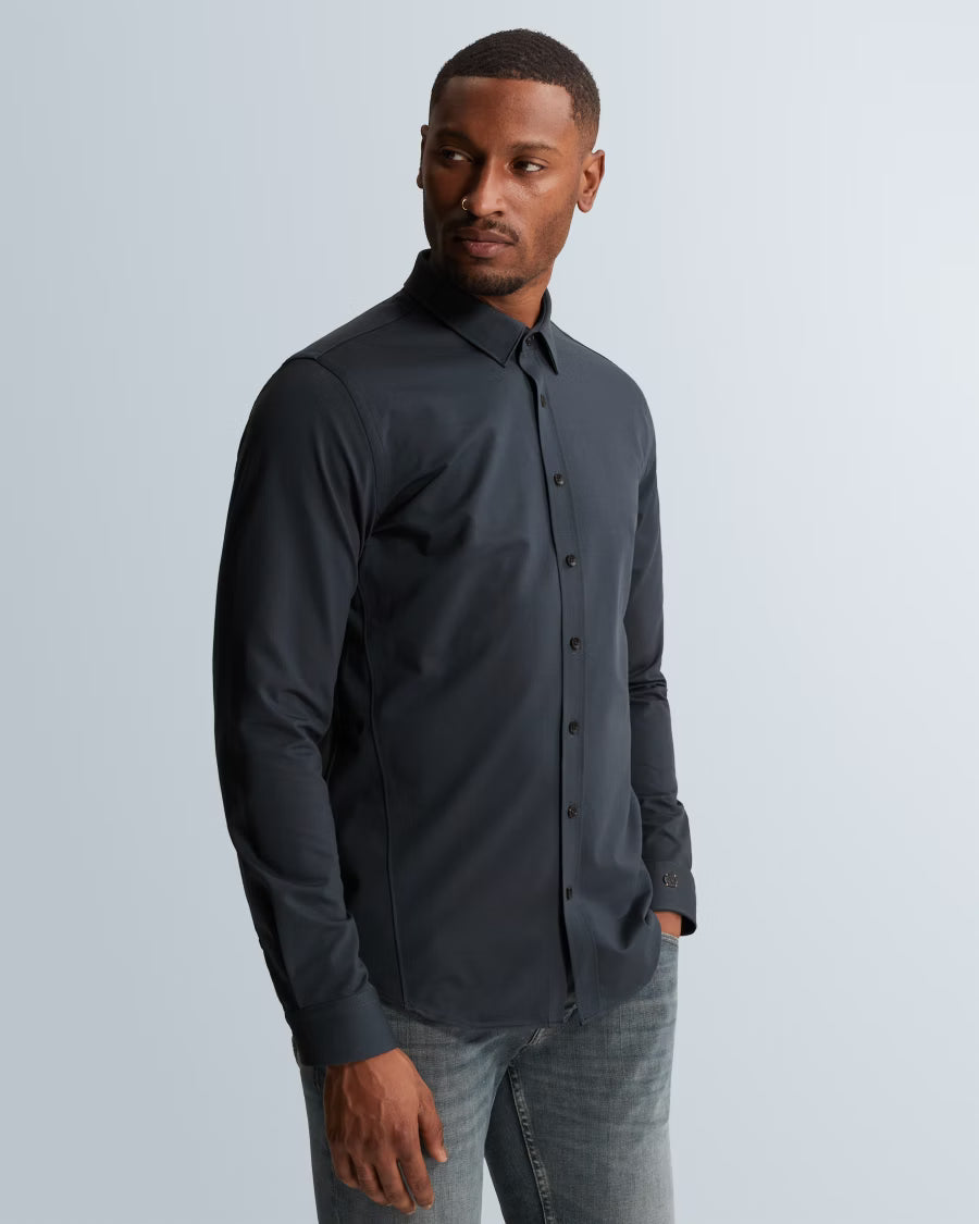 CAST IRON OVERHEMD TWILL JERSEY 2 TONE SEA STORM