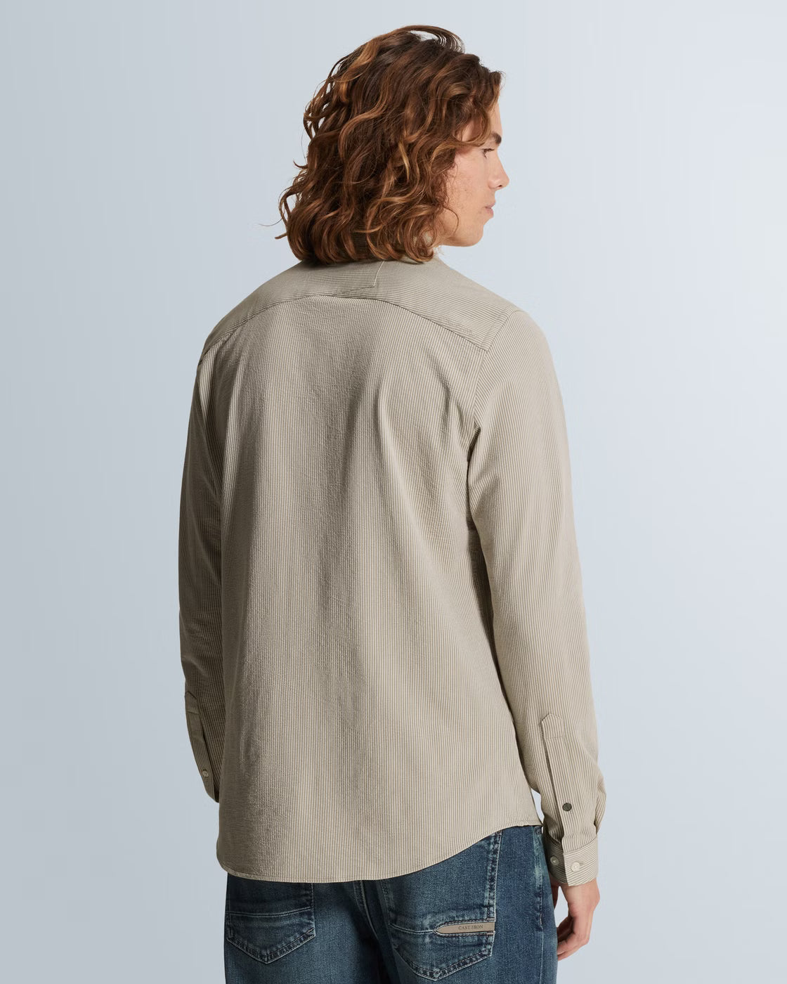 CAST IRON OVERHEMD TEC DOBBY JERSEY STRIPE ALUMINUM