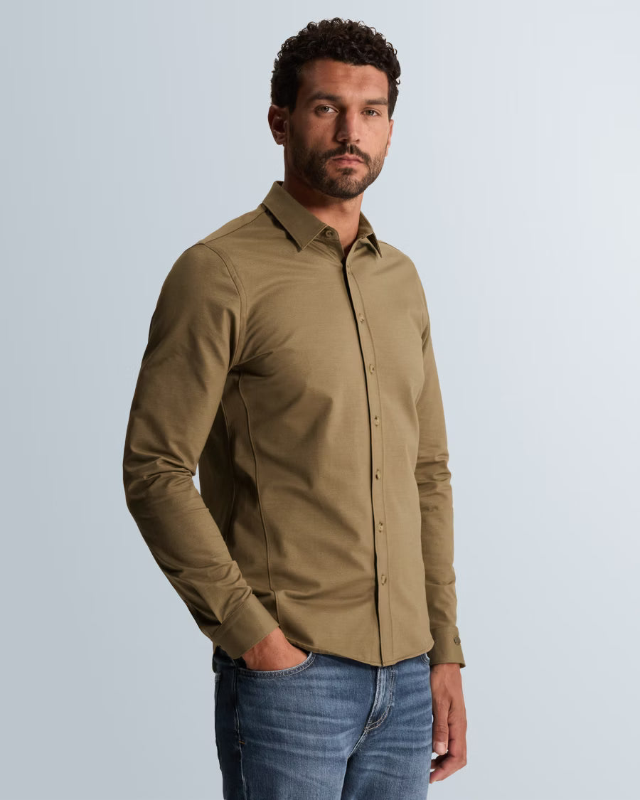CAST IRON OVERHEMD TWILL JERSEY SHIRT WALNUT