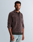 CAST IRON OVERSHIRT VELVET SHIRT GARMENT DYE NIGHTSHADE