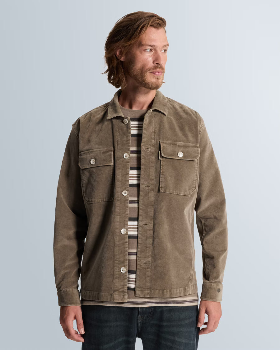 CAST IRON OVERSHIRT VELVET SHIRT GARMENT DYE WALNUT
