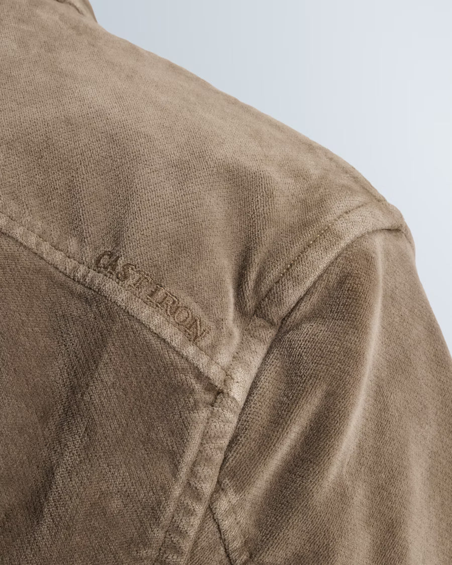 CAST IRON OVERSHIRT VELVET SHIRT GARMENT DYE WALNUT