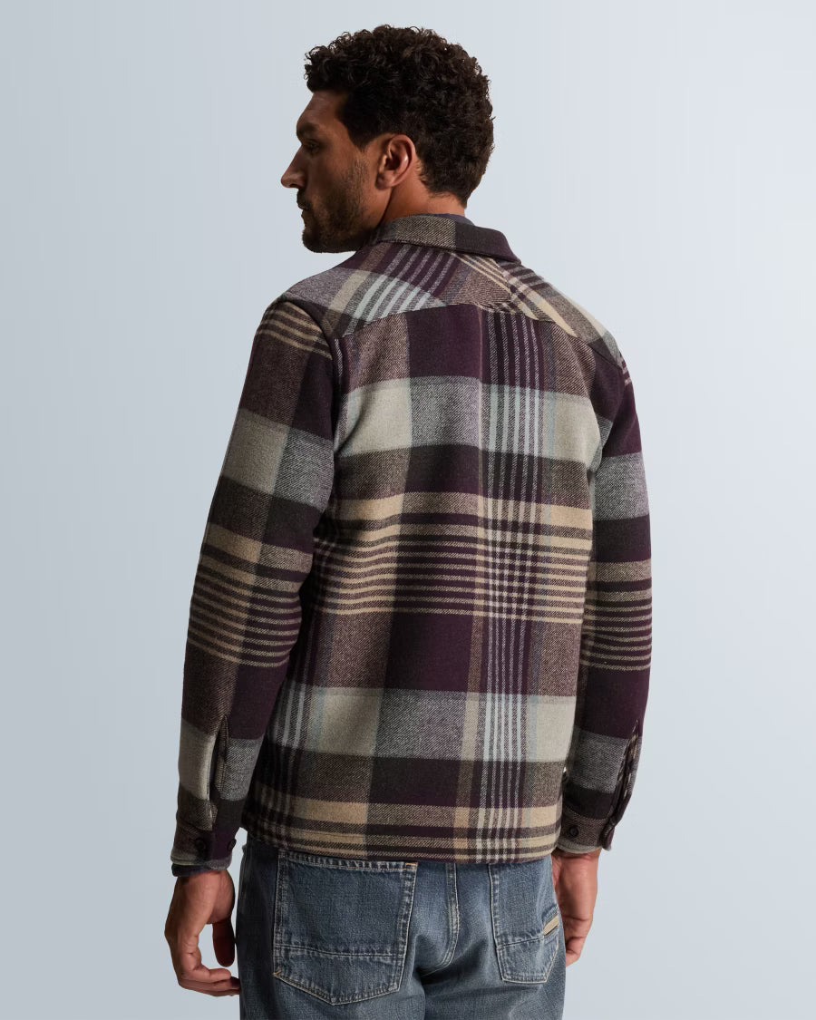 CAST IRON OVERSHIRT WOOL BLEND CHECK SHIRT NIGHTSHADE