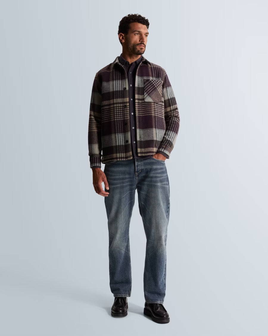 CAST IRON OVERSHIRT WOOL BLEND CHECK SHIRT NIGHTSHADE