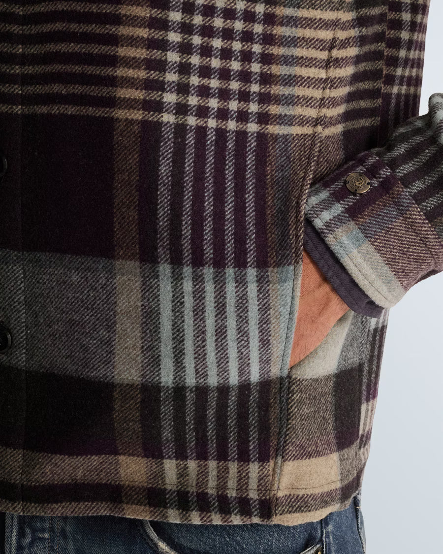 CAST IRON OVERSHIRT WOOL BLEND CHECK SHIRT NIGHTSHADE