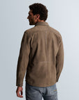 CAST IRON OVERSHIRT SUEDE SHIRT WITH WAXED SEAMS AND CHEST-POCKET WALNUT