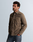 CAST IRON OVERSHIRT SUEDE SHIRT WITH WAXED SEAMS AND CHEST-POCKET WALNUT