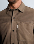 CAST IRON OVERSHIRT SUEDE SHIRT WITH WAXED SEAMS AND CHEST-POCKET WALNUT