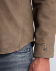 CAST IRON OVERSHIRT SUEDE SHIRT WITH WAXED SEAMS AND CHEST-POCKET WALNUT