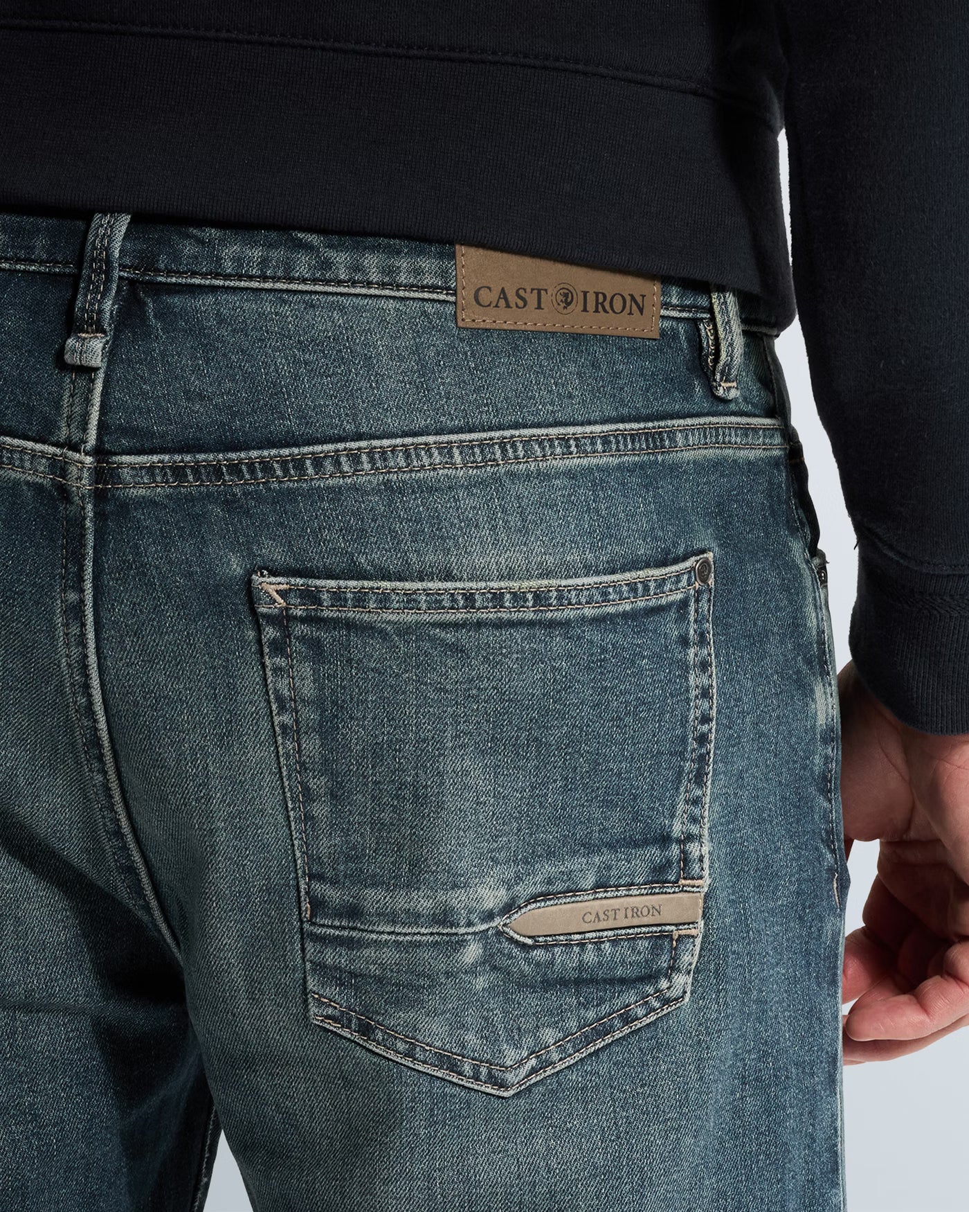 CAST IRON JEANS STEEPER RELAXED BLEACHED GREY SWEAT