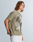 CAST IRON T-SHIRT REGULAR FIT TWILL JERSEY PRINT DRIED SAGE