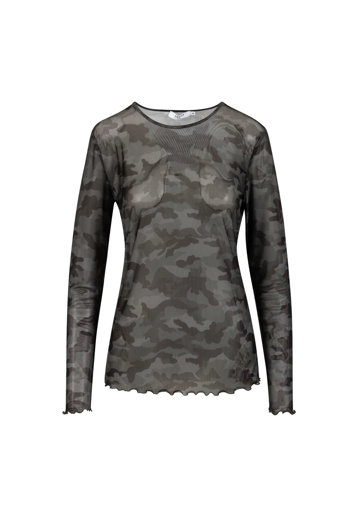 COSTER COPENHAGEN TOP CAMOUFLAGE MESH O-NECK CAMO