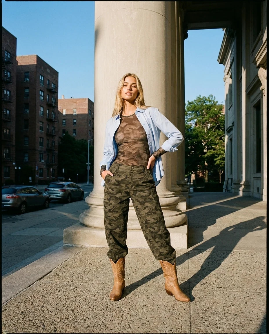 COSTER COPENHAGEN PANTS CAMOUFLAGE WITH CUTLINES ANNA FIT CAMO
