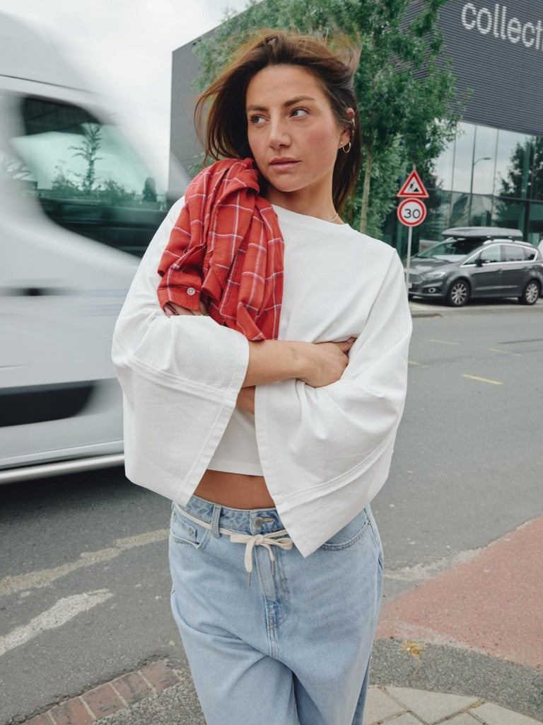 CATWALK JUNKIE TOP CAPE LONG SLEEVE OFF WHITE