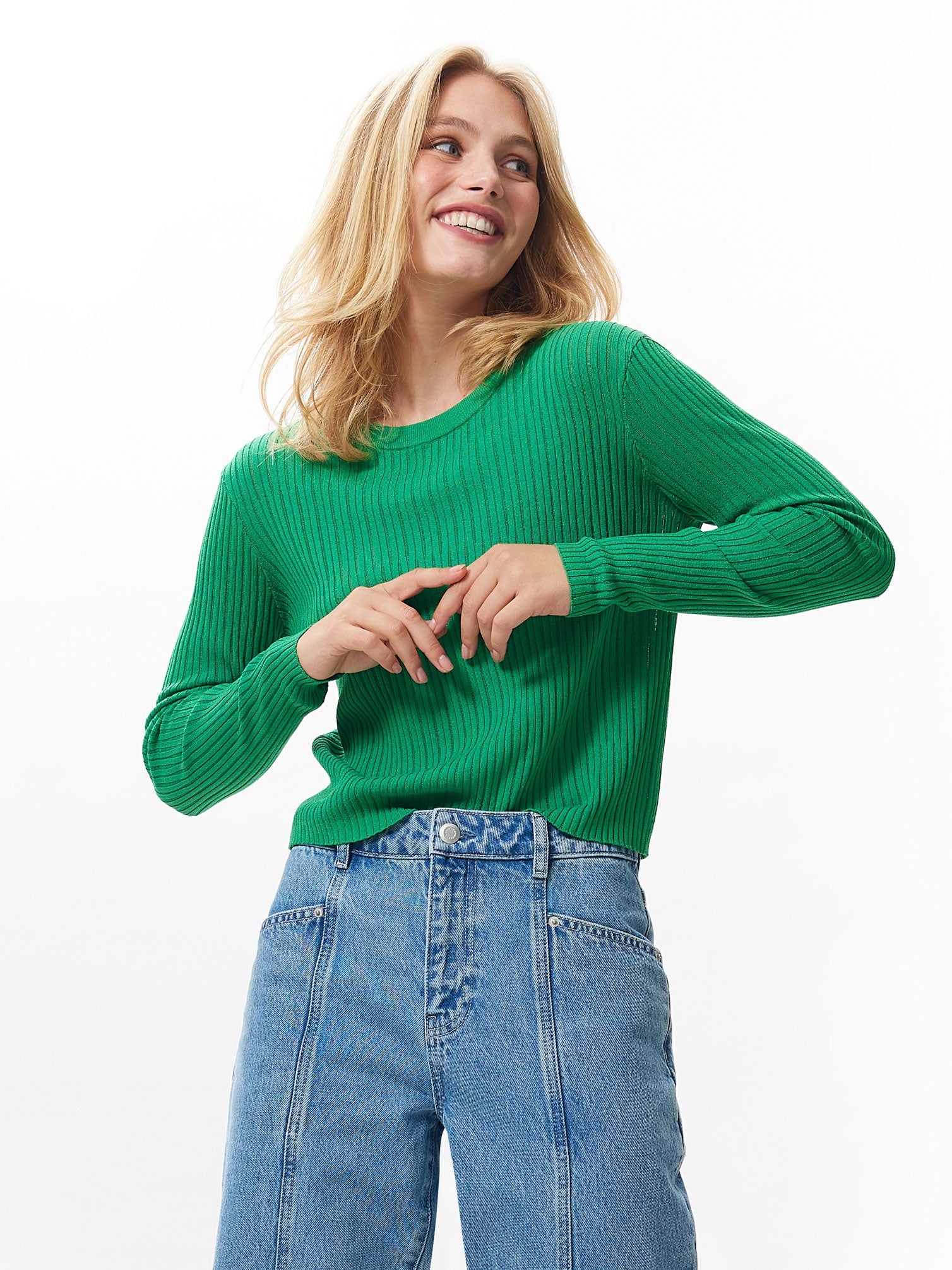 CATWALK JUNKIE TOP FINE RIBBED KNIT VERDANT GREEN