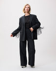 CATWALK JUNKIE BLAZER OVERSIZED DETACHABLE FRINGES DARK GREY MELANGE