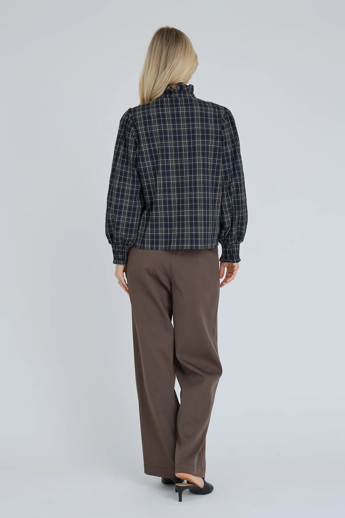 A-VIEW BLOUSE CLOVA CHECK SHIRT ARMY/BLACK