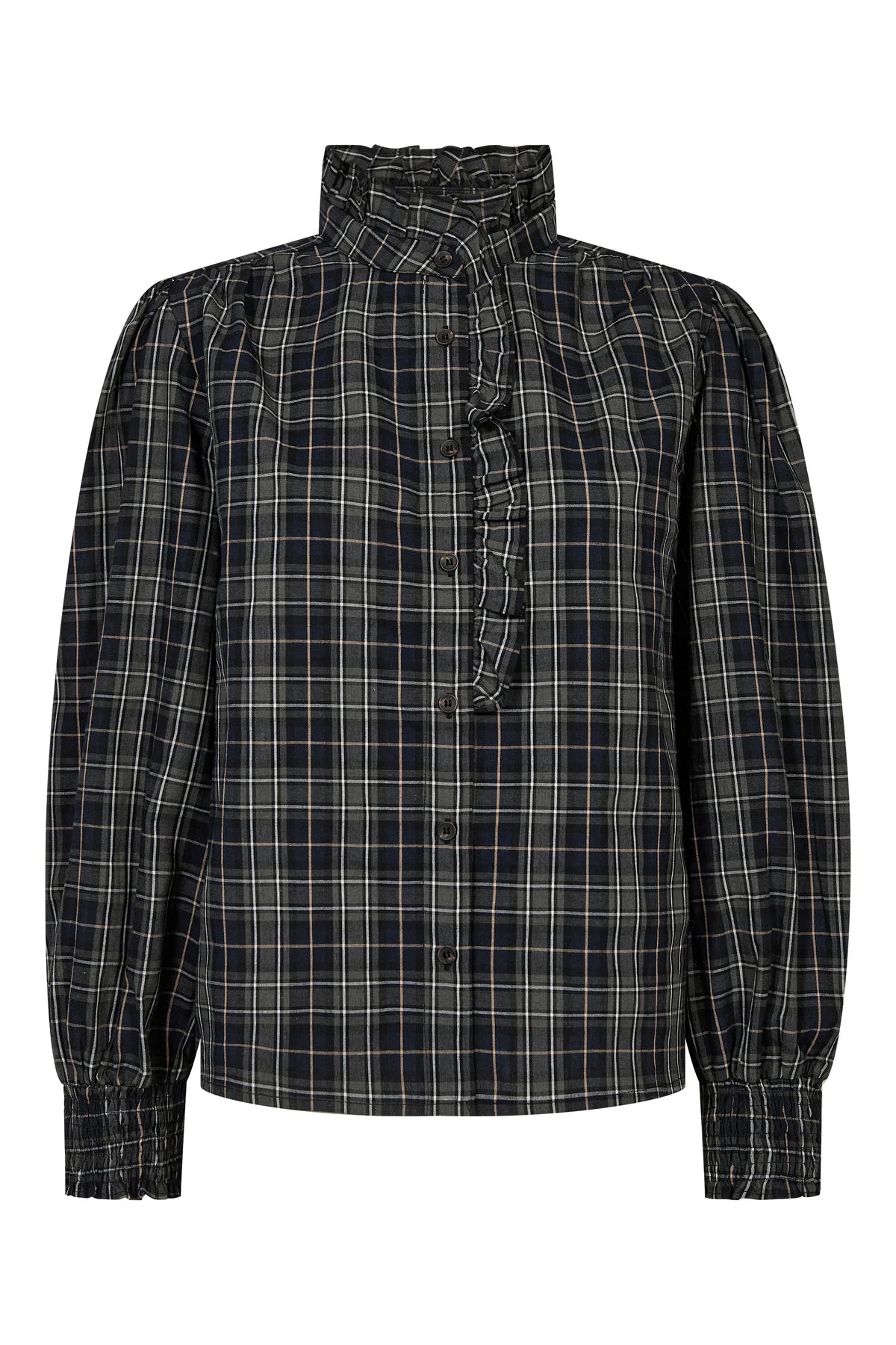 A-VIEW BLOUSE CLOVA CHECK SHIRT ARMY/BLACK