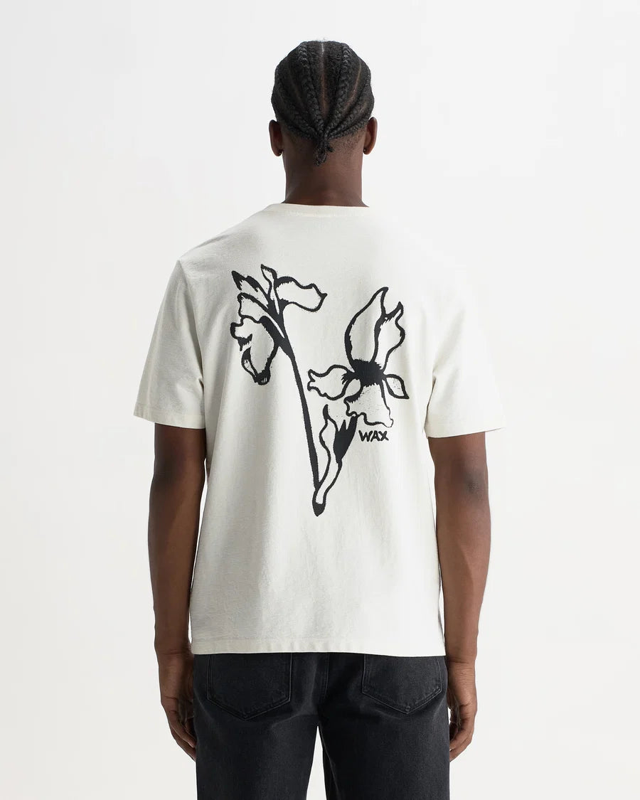 WAX LONDON T-SHIRT DEAN SS TEE PAINTED FLOWER OFF WHITE/BLACK