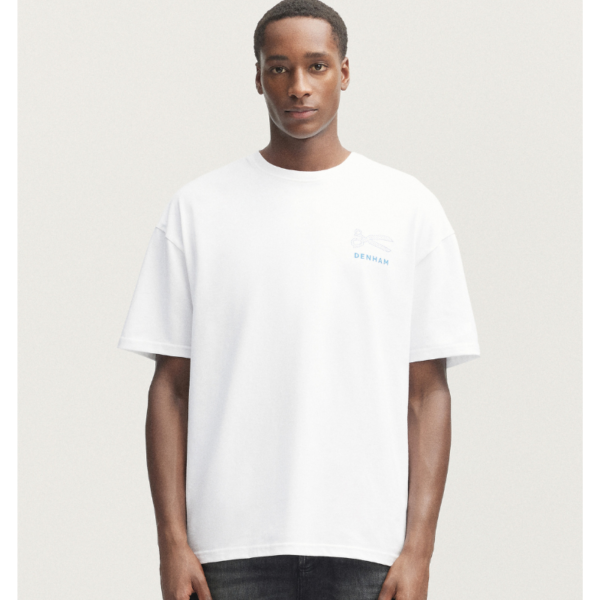DENHAM T-SHIRT WEAR BETTER BOX TEE HCJ HEAVY COTTON JERSEY WHITE