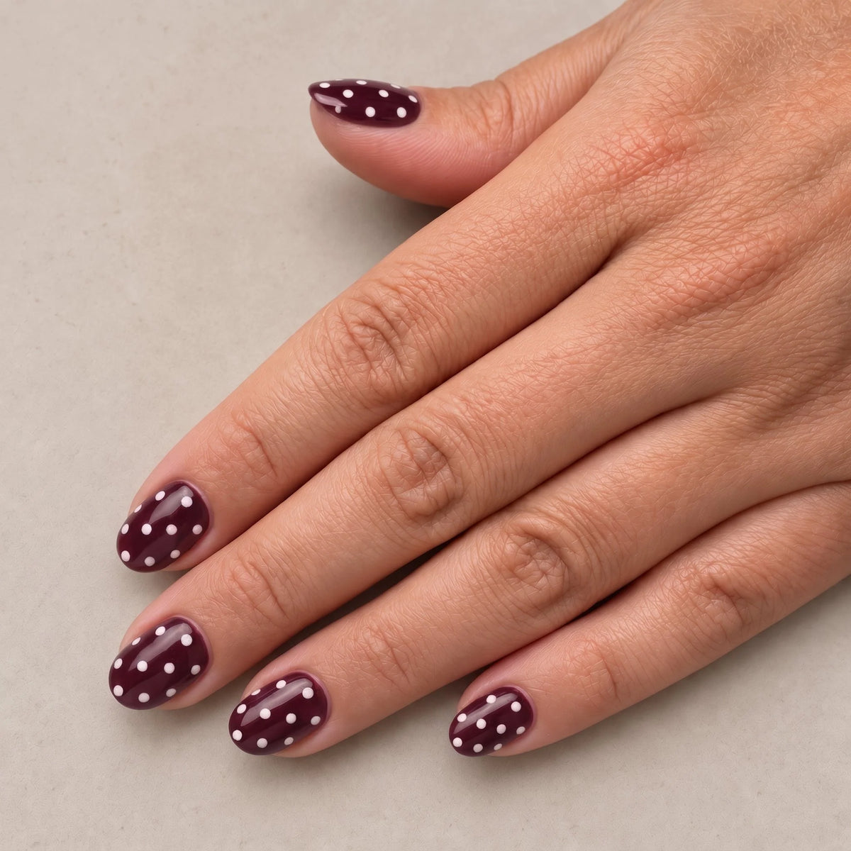 FREAKY NAILS GELNAGELS PRESS-ON BURGUNDY PINK DOTS ♥