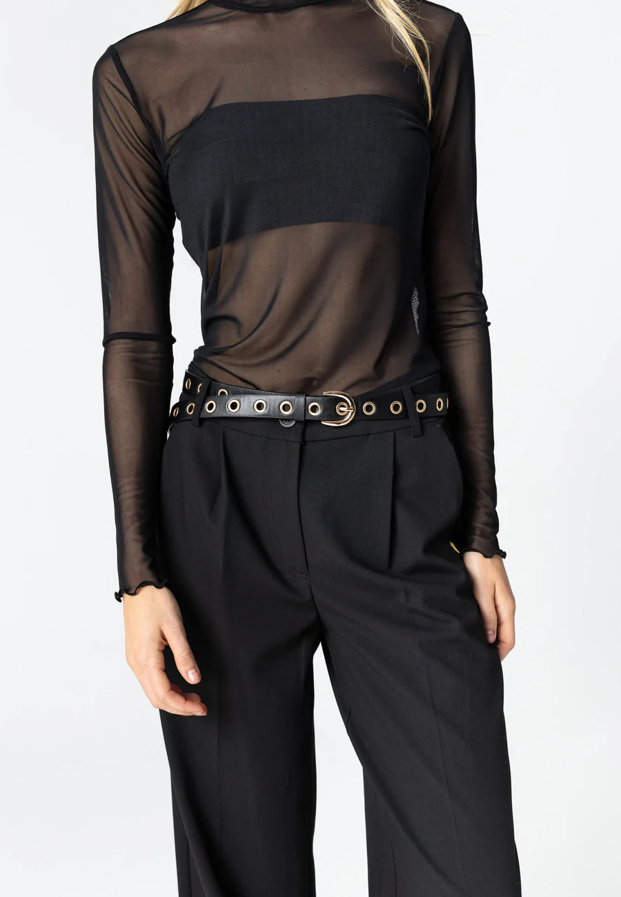 COSTER COPENHAGEN TOP EVE MESH TURTLENECK BLACK