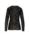 COSTER COPENHAGEN TOP EVE MESH O-NECK BLACK ROSES