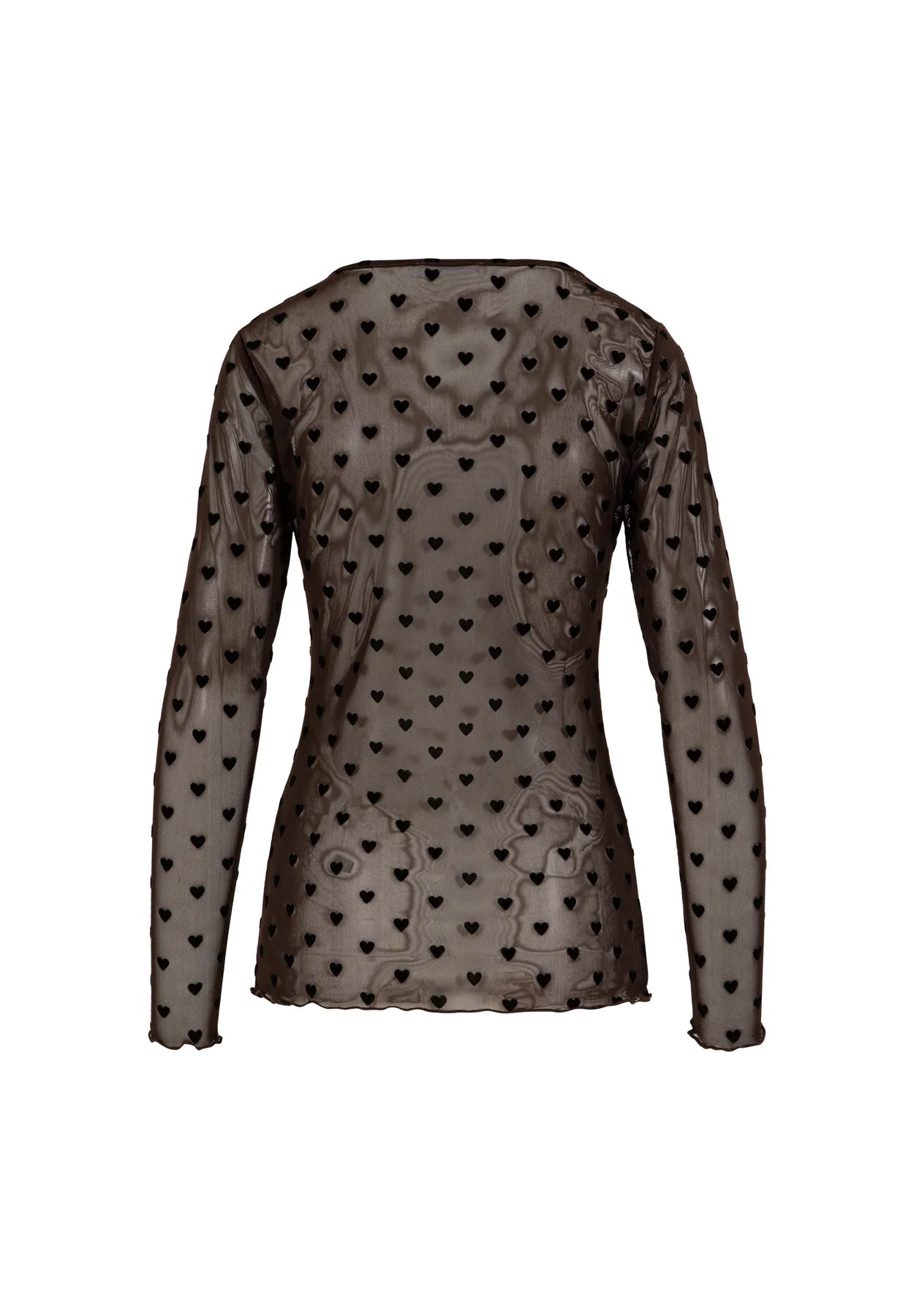 COSTER COPENHAGEN TOP EVE MESH O-NECK BROWN HEARTS